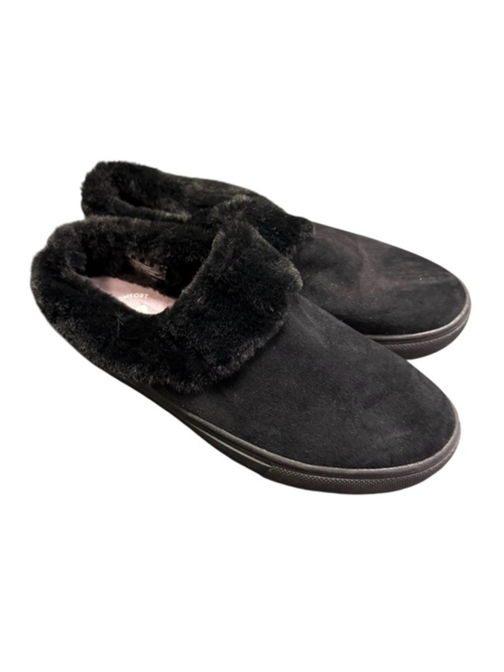 Dr Scholls Women’s Black Faux-Fur Slip-On Comfort Shoes Size 6.5